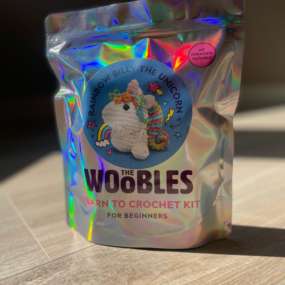 The Woobles learn to crochet kit- rainbow Billy
